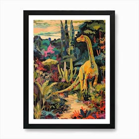 Colourful Dinosaur In The Wild Painting 5 Art Print