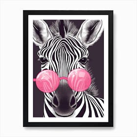 Portrait Funny Zebra Lips Pink S Art Print