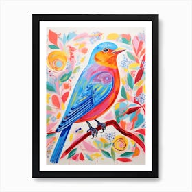 Colourful Bird Painting Bluebird 5 Art Print