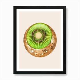 Disco Ball Kiwi Art Disco Poster Trendy Aesthetic Art Food Kitchen Art Print