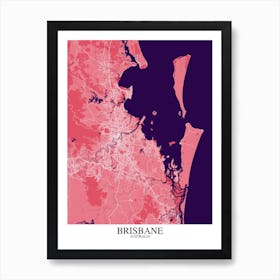 Brisbane Pink Purple Map Art Print