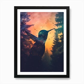 Hummingbird At Sunset Art Print