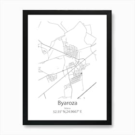 Byaroza,Belarus Minimalist Map Art Print