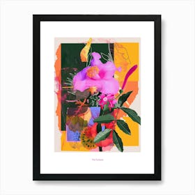 Portulaca 4 Neon Flower Collage Poster Art Print