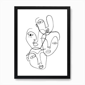 Abstract face line art 1 Art Print