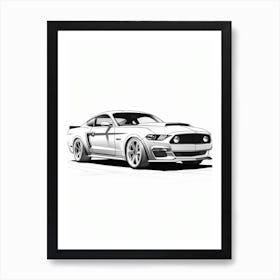 Ford Mustang Line Drawing 19 Art Print