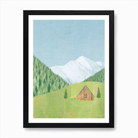 Cabin In The Meadow Art Print