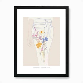 Everything Is Blooming Again Poster Jean Line Art Flowers 7 Art Print