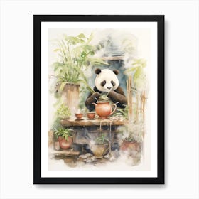 Panda Art Brewing Watercolour 2 Art Print