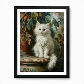 White Cat Rococo Inspired Painting 2 Art Print