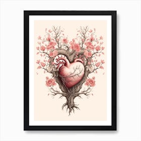 Blush Pink Floral Tree Heart Vintage  5 Art Print