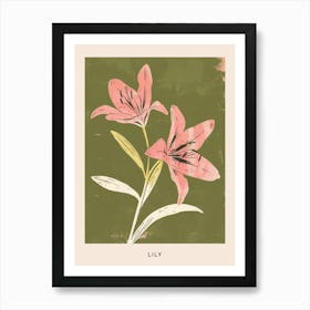 Pink & Green Lily 2 Flower Poster Art Print