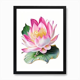 Pink Lotus Decoupage 2 Art Print