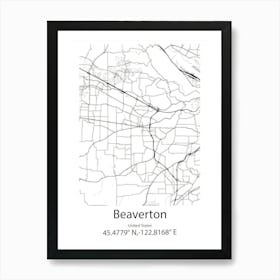 Beaverton,United States Minimalist Map 1 Poster