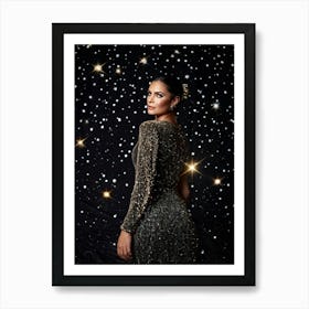 A Cosmic Scene Capturing The Night Sky Aglow With Glittering Stars And A Dusting Of Sparkling Galaxi (6) Art Print