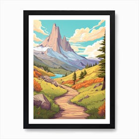 Torres Del Paine Circuit Chile 3 Hike Illustration Art Print