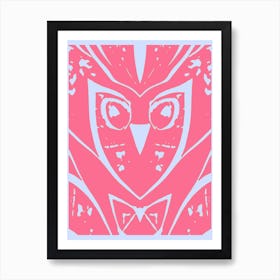 Abstract Owl Pink And Grey 2 Art Print