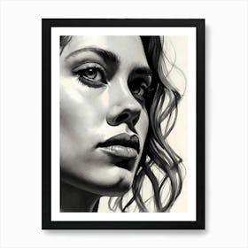 Silent Depths: Realistic Portrait Of A Woman Art Print