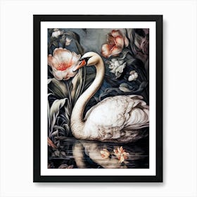 Swan In Water animal Art Print