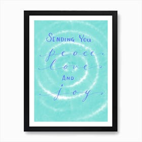 Peace Calligraphy with Green Circle Art Print