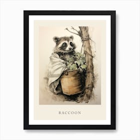 Beatrix Potter Inspired  Animal Watercolour Raccoon 2 Art Print