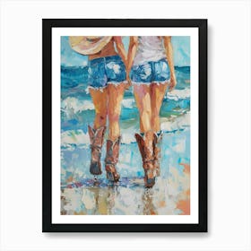 Cowgirls On The Beach 5 Art Print