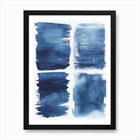 Blue Watercolor Brush Strokes 1 Art Print