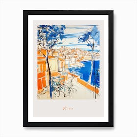 Nice France 2 Orange Drawing Poster Art Print