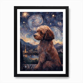 Cavapoo Cavoodle Starry Night Dog Portrait Art Print