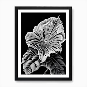 Hibiscus Leaf Linocut 1 Art Print