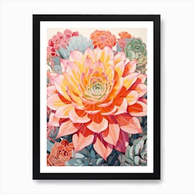 Mexican Style Cactus Illustration Acanthocalycium Cactus 4 Art Print