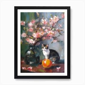 Apple Blossom With A Cat 4 Art Print