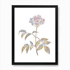Stained Glass Elderflower Tree Mosaic Botanical Illustration on White n.0245 Art Print