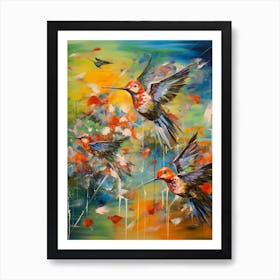 Hummingbirds Abstract Expressionism 3 Art Print