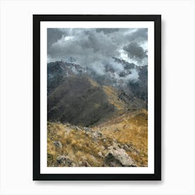 Cloudy Mountains, Oil Painting Art Print