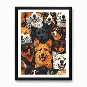 Perfectly Repeatable Artwork With Cute Dog Faces 21 Art Print