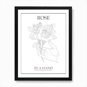 Rose In A Hand Line Drawing 4 Poster Art Print