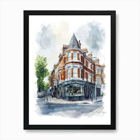 Wandsworth London Borough   Street Watercolour 1 Art Print