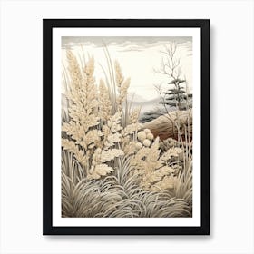 Fujibakama Japanese Silver Grass 2 Vintage Japanese Botanical Art Print