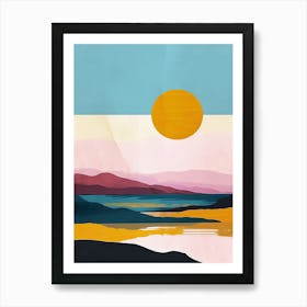 Sunset In The Mountains, Boho Art Print