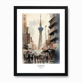 Tokyo Japan Watercolour Travel Poster Art Print