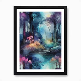 Watercolor Of A Forest Art Print