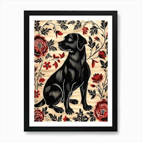 Chinese Lunar Year Of The Dog Black 2 Full William Morris Style Art Print