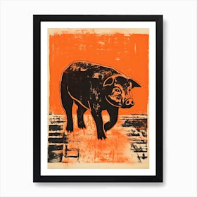 Pig, Woodblock Animal Drawing 2 Art Print