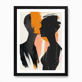 Silhouette Of A Couple Art Print