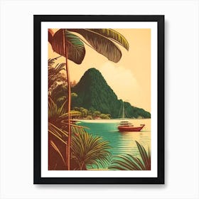 Moyo Island Indonesia Vintage Sketch Tropical Destination Art Print