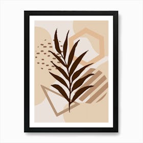 Leaf On A Beige Background 1 Art Print