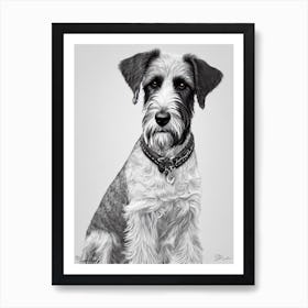 German Wirehaired Pointer B&W Pencil Dog Art Print