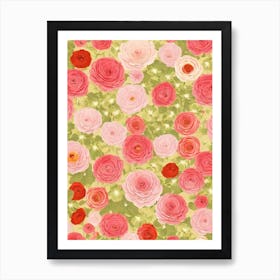 Ranunculus Floral Print Retro Pattern 2 Flower Art Print