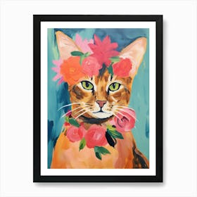Somali Cat With A Flower Crown Painting Matisse Style 1 Art Print